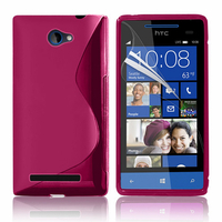 HTC Windows Phone 8S: Accessoire Housse Etui Pochette Coque S silicone gel - ROSE