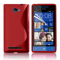 HTC Windows Phone 8S: Accessoire Housse Etui Pochette Coque S silicone gel - ROUGE