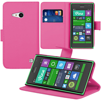 Nokia Lumia 735/ 730 Dual Sim: Accessoire Etui portefeuille Livre Housse Coque Pochette support vidéo cuir PU - ROSE