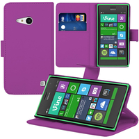 Nokia Lumia 735/ 730 Dual Sim: Accessoire Etui portefeuille Livre Housse Coque Pochette support vidéo cuir PU - VIOLET