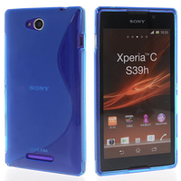 Sony Xperia C: Accessoire Housse Etui Pochette Coque S silicone gel - BLEU