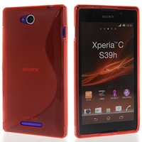 Sony Xperia C: Accessoire Housse Etui Pochette Coque S silicone gel - ROUGE