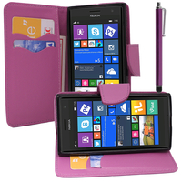 Nokia Lumia 735/ 730 Dual Sim: Accessoire Etui portefeuille Livre Housse Coque Pochette support vidéo cuir PU effet tissu + Stylet - VIOLET