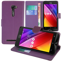 Asus Zenfone 2 ZE500CL/ Zenfone 2E: Accessoire Etui portefeuille Livre Housse Coque Pochette support vidéo cuir PU - VIOLET