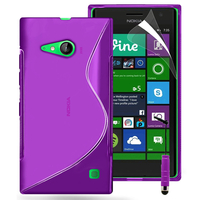 Nokia Lumia 735/ 730 Dual Sim: Accessoire Housse Etui Pochette Coque S silicone gel + mini Stylet - VIOLET