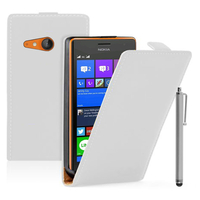 Nokia Lumia 735/ 730 Dual Sim: Accessoire Housse coque etui cuir fine slim + Stylet - BLANC