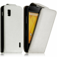 Google Nexus 4 E960/ Mako: Accessoire Etui Housse Coque Pochette simili cuir - BLANC