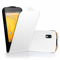 Google Nexus 4 E960/ Mako: Accessoire Housse coque etui cuir fine slim - BLANC