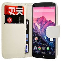 Google Nexus 5: Accessoire Etui portefeuille Livre Housse Coque Pochette cuir PU - BLANC