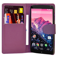 Google Nexus 5: Accessoire Etui portefeuille Livre Housse Coque Pochette cuir PU - VIOLET