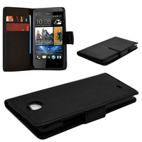 HTC Desire 500/ Dual Sim: Accessoire Etui portefeuille Livre Housse Coque Pochette cuir PU - NOIR