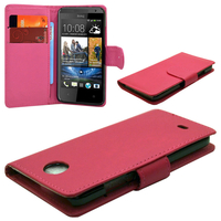 HTC Desire 500/ Dual Sim: Accessoire Etui portefeuille Livre Housse Coque Pochette cuir PU - ROSE