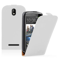 HTC Desire 500/ Dual Sim: Accessoire Housse coque etui cuir fine slim - BLANC