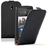 HTC Desire 500/ Dual Sim: Accessoire Housse coque etui cuir fine slim - NOIR