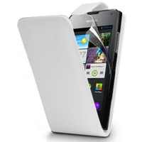 Huawei Ascend Y300: Accessoire Etui Housse Coque Pochette simili cuir - BLANC