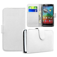 Motorola Razr i XT890: Accessoire Etui portefeuille Livre Housse Coque Pochette cuir PU - BLANC