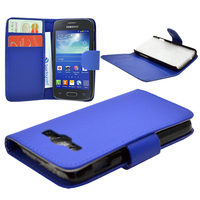 Samsung Galaxy Core I8260/ I8262 Dual Sim: Accessoire Etui portefeuille Livre Housse Coque Pochette cuir PU - BLEU