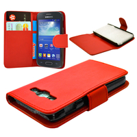 Samsung Galaxy Core I8260/ I8262 Dual Sim: Accessoire Etui portefeuille Livre Housse Coque Pochette cuir PU - ROUGE