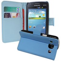 Samsung Galaxy Core I8260/ I8262 Dual Sim: Accessoire Etui portefeuille Livre Housse Coque Pochette support vidéo cuir PU - BLEU