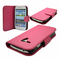 Samsung Galaxy S3 mini i8190/ i8200 VE: Accessoire Etui portefeuille Livre Housse Coque Pochette cuir PU - ROSE