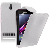 Sony Xperia E/ E Dual C1605 C1505 C1604: Accessoire Etui Housse Coque Pochette simili cuir - BLANC