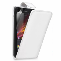 Sony Xperia L S36h/C2105/C2104: Accessoire Etui Housse Coque Pochette simili cuir - BLANC