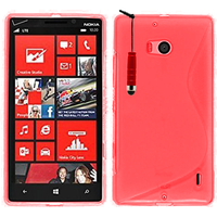 Nokia Lumia 930: Accessoire Housse Etui Pochette Coque S silicone gel + mini Stylet - ROUGE