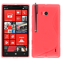 Nokia Lumia 930: Accessoire Housse Etui Pochette Coque S silicone gel + Stylet - ROUGE