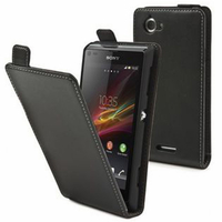 Sony Xperia L S36h/C2105/C2104: Accessoire Housse coque etui cuir fine slim - NOIR