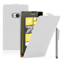 Nokia Lumia 930: Accessoire Housse coque etui cuir fine slim + Stylet - BLANC