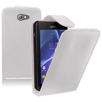 Sony Xperia M2 Aqua D2403 D2406: Accessoire Etui Housse Coque Pochette simili cuir - BLANC