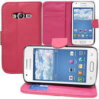 Samsung Galaxy Trend 2 Lite SM-G318H: Accessoire Etui portefeuille Livre Housse Coque Pochette support vidéo cuir PU - ROSE