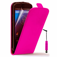 Google Nexus 4 E960/ Mako: Accessoire Housse coque etui cuir fine slim + mini Stylet - ROSE