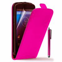 Google Nexus 4 E960/ Mako: Accessoire Housse coque etui cuir fine slim + Stylet - ROSE