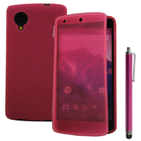 Google Nexus 5: Accessoire Coque Etui Housse Pochette silicone gel Portefeuille Livre rabat + Stylet - ROSE