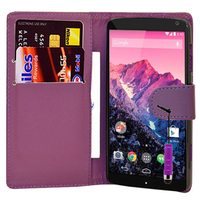 Google Nexus 5: Accessoire Etui portefeuille Livre Housse Coque Pochette cuir PU + mini Stylet - VIOLET