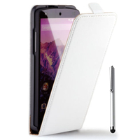 Google Nexus 5: Accessoire Housse coque etui cuir fine slim + Stylet - BLANC
