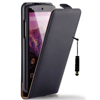 Google Nexus 5: Accessoire Housse coque etui cuir fine slim + mini Stylet - NOIR