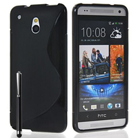 HTC One Mini M4/ 601/ 601e/ 601n/ 601s: Accessoire Housse Etui Pochette Coque S silicone gel + Stylet - NOIR