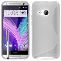 HTC One mini 2/ M8 Mini: Accessoire Housse Etui Pochette Coque S silicone gel + Stylet - TRANSPARENT