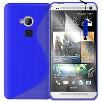 HTC One Max/ Dual Sim: Accessoire Housse Etui Pochette Coque S silicone gel + mini Stylet - BLEU