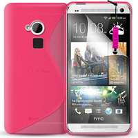 HTC One Max/ Dual Sim: Accessoire Housse Etui Pochette Coque S silicone gel + mini Stylet - ROSE