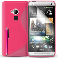 HTC One Max/ Dual Sim: Accessoire Housse Etui Pochette Coque S silicone gel + Stylet - ROSE