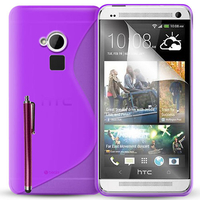 HTC One Max/ Dual Sim: Accessoire Housse Etui Pochette Coque S silicone gel + Stylet - VIOLET