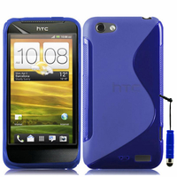 HTC One S/ Special Edition: Accessoire Housse Etui Pochette Coque S silicone gel + mini Stylet - BLEU