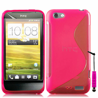 HTC One S/ Special Edition: Accessoire Housse Etui Pochette Coque S silicone gel + mini Stylet - ROSE