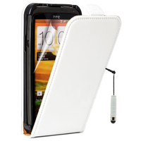 HTC One S/ Special Edition: Accessoire Housse coque etui cuir fine slim + mini Stylet - BLANC