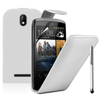 HTC Desire 500/ Dual Sim: Accessoire Etui Housse Coque Pochette simili cuir + Stylet - BLANC