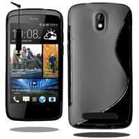 HTC Desire 500/ Dual Sim: Accessoire Housse Etui Pochette Coque S silicone gel + mini Stylet - NOIR