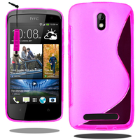 HTC Desire 500/ Dual Sim: Accessoire Housse Etui Pochette Coque S silicone gel + mini Stylet - ROSE
